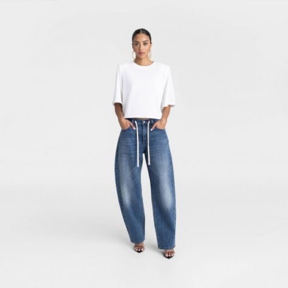 NWT KBB by KAHLANA Women's Mid-Rise Barrel Leg 'The Lynnox Jean' - Dark Wash - 4 - Picture 3 of 9